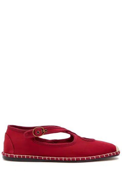 Polo Ralph Lauren Cross-over Grosgrain Espadrille Mary Jane Flats In Red