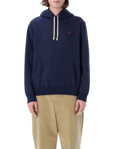 Polo Ralph Lauren Cotton Hoodie With Iconic Embroidered Pony Logo In Blue