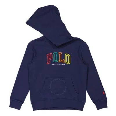 Polo Ralph Lauren Kids' Logo Cotton-blend Jersey Hoodie In Blue