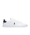 Polo Ralph Lauren White And Blue Leather Sneaker With Logo In White