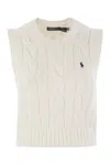 Polo Ralph Lauren Plaited Cotton Short Waistcoat In White