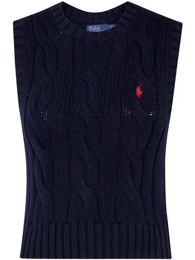 POLO RALPH LAUREN CTN CBL SLP CLEEVELESS PULLOVER,211959295 002 HUNTER NAVY