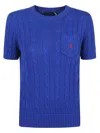 Polo Ralph Lauren Cotton Sweatshirt With Embroidered Logo In Blue Saturn