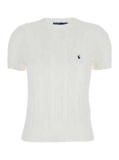 Polo Ralph Lauren Ctn Cbl Tee-short Sleeve-pullover In White