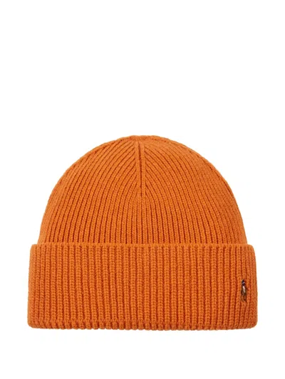 Polo Ralph Lauren Cuffed Beanie Hat In Orange