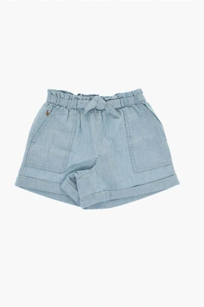 Polo Ralph Lauren Cuffed Hem Cotton Shorts In Blue