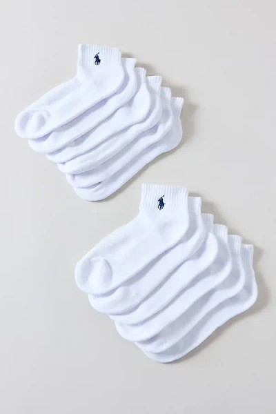 Polo Ralph Lauren Embroidered Logo Ankle Socks Set Of 6 Pairs In White