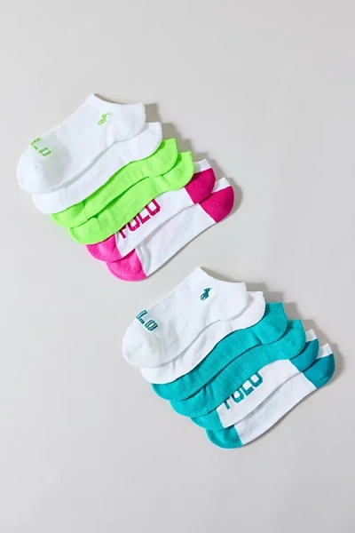 Polo Ralph Lauren Cushioned No Show Socks 6-packs In Pink Combo, Women's At Urban Outfitters In Multi