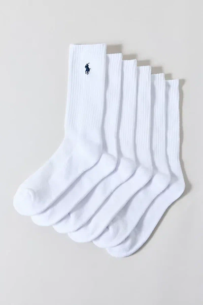 Polo Ralph Lauren Cushioned Sport Crew Socks 3-pack In White, Women's At Urban Outfitters