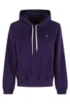 Polo Ralph Lauren Custom Drawstring Hood Sweatshirt With Ribbed Cuffs In Purple