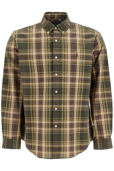 Polo Ralph Lauren Custom Fit Cotton Stretch Shirt In Brown