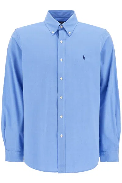 Polo Ralph Lauren Custom Fit Cotton Stretch Shirt In Blue