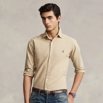 Polo Ralph Lauren Custom Fit Garment-dyed Oxford Shirt In Neutral