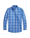 Polo Ralph Lauren Custom Fit Gingham Stretch Poplin Shirt Man Shirt Blue Size L Cotton, Elastane