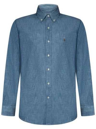 Polo Ralph Lauren Custom-fit Indigo Cotton Chambray Shirt In Blue
