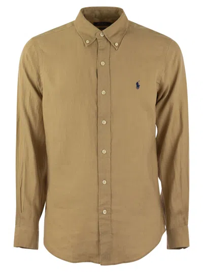 Polo Ralph Lauren Custom-fit Linen Shirt In Beige