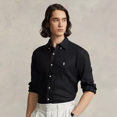 Polo Ralph Lauren Custom Fit Linen Shirt In Black