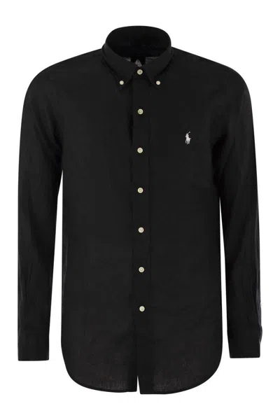 Polo Ralph Lauren Custom-fit Linen Shirt In Black