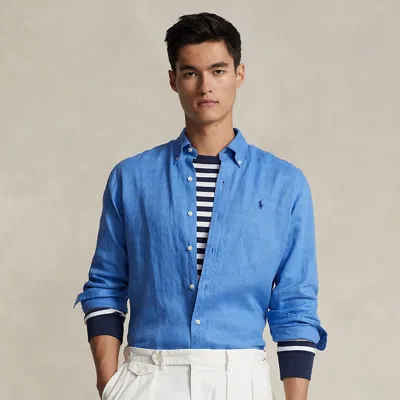Polo Ralph Lauren Custom Fit Linen Shirt In Blue