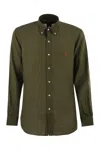 Polo Ralph Lauren Olive Green Cotton Shirt With Signature Polo Pony Motif In Military Green