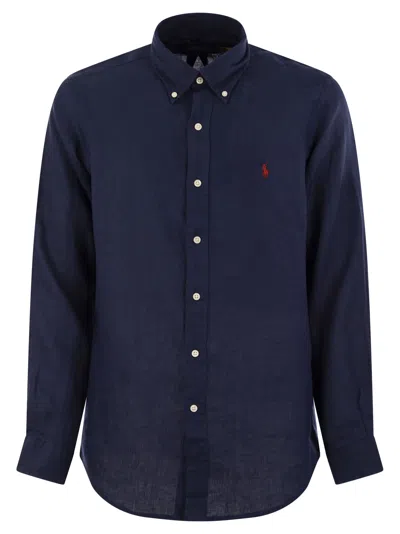 Polo Ralph Lauren Custom-fit Linen Shirt In Navy Blue