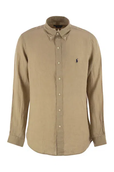 Polo Ralph Lauren Custom-fit Linen Shirt In Neutral