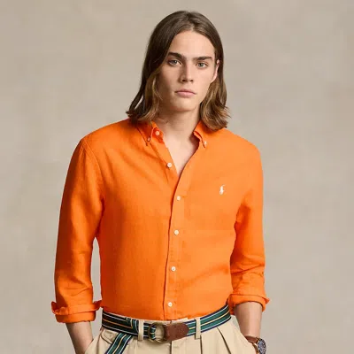 Polo Ralph Lauren Custom Fit Linen Shirt In Orange