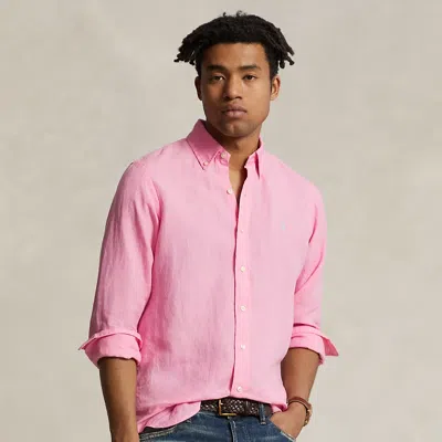 Polo Ralph Lauren Custom Fit Linen Shirt In Pink