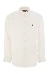 Polo Ralph Lauren Slim Fit White Cotton Shirt With Embroidered Logo In White