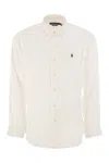 Polo Ralph Lauren Slim Fit White Cotton Shirt With Embroidered Logo In White