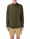 Polo Ralph Lauren Olive Green Cotton Shirt With Signature Polo Pony Motif
