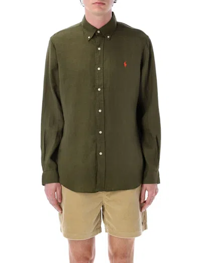POLO RALPH LAUREN POLO RALPH LAUREN CUSTOM FIT LINEN SHIRT WITH BUTTON-DOWN COLLAR