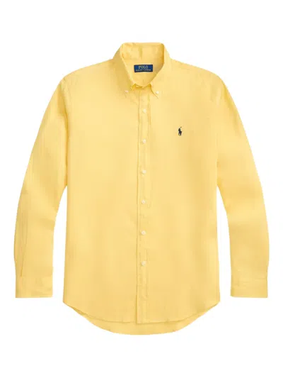 Polo Ralph Lauren Custom Fit Linen Shirt In Yellow
