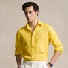 Polo Ralph Lauren Custom Fit Linen Shirt In Yellow