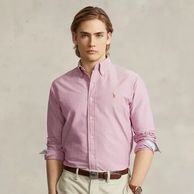 Polo Ralph Lauren Slim Fit Hopsack Cotton Shirt With Button-down Collar In Pink