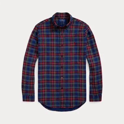 Polo Ralph Lauren Collared Cuffed Plaid Shirt In Blue
