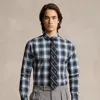 Polo Ralph Lauren Custom Fit Plaid Poplin Shirt In Blue