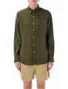 Polo Ralph Lauren Olive Green Cotton Shirt With Signature Polo Pony Motif