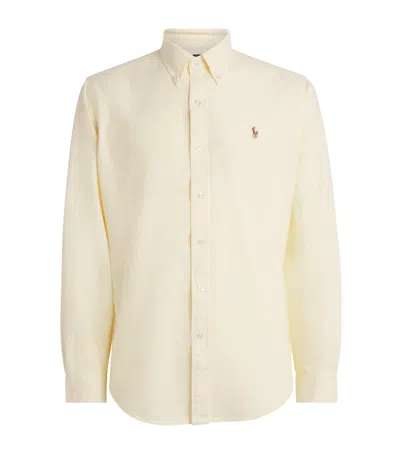 Polo Ralph Lauren Custom Fit Stripe Oxford Shirt In Neutral