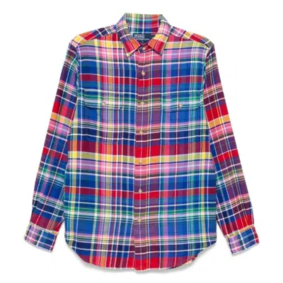 Polo Ralph Lauren Custom Fit Striped Check Shirt In Blue