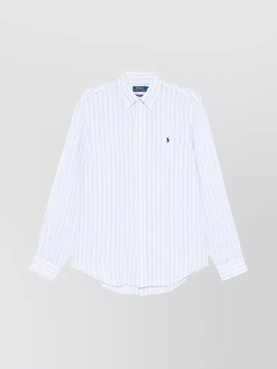 Polo Ralph Lauren Custom-fit Striped Linen Shirt In Blue