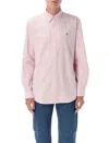 Polo Ralph Lauren Custom Striped Oxford Shirt With Button-down Collar In Pink