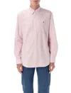 Polo Ralph Lauren Custom Striped Oxford Shirt With Button-down Collar In Pink