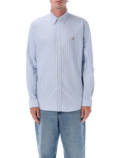 Polo Ralph Lauren Custom Fit Striped Oxford Shirt In Blue