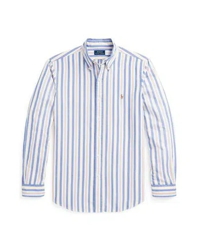 Polo Ralph Lauren Custom Fit Striped Oxford Shirt Man Shirt Blue Size L Cotton