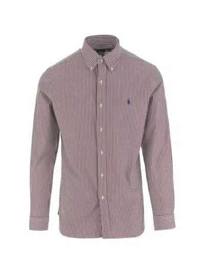 Polo Ralph Lauren Custom Fit Striped Stretch Poplin Shirt In Pink