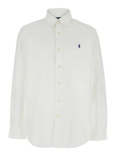 POLO RALPH LAUREN WHITE SHIRT WITH PONY EMBROIDERY ON THE FRONT