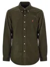 Polo Ralph Lauren Olive Green Cotton Shirt With Signature Polo Pony Motif