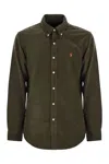 Polo Ralph Lauren Olive Green Cotton Shirt With Signature Polo Pony Motif