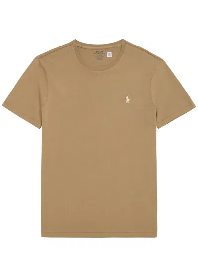 Polo Ralph Lauren Custom Slim Cotton T-shirt In Tan